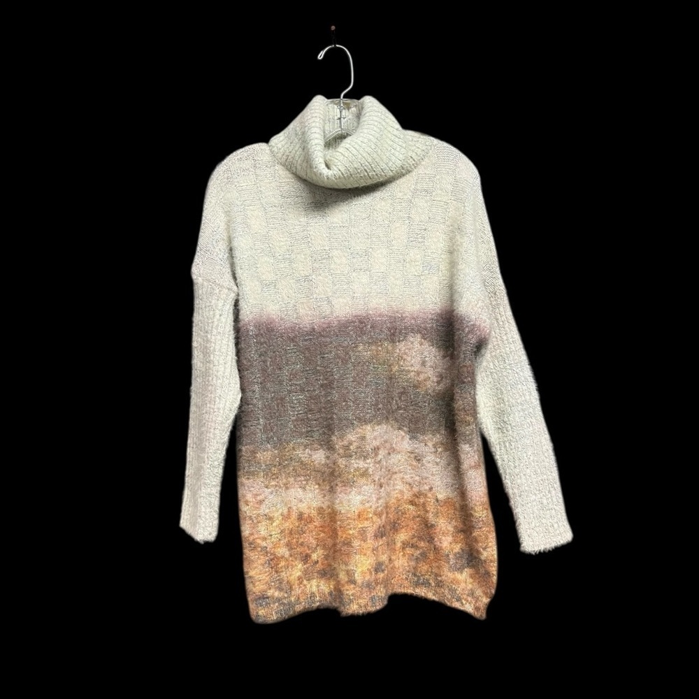 🌻Anthropologie OLIVER by Escio Bohemian Watercolor Turtleneck Sweater Size M - Picture 2 of 10